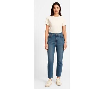 Everlane High Rise Straight Jeans Blue Size 24R 100% Cotton Stretch Denim